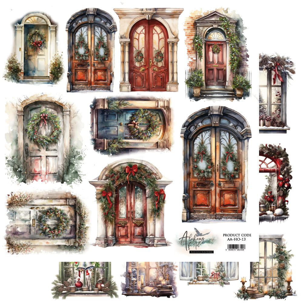 AA-HO-13 Alchemy of Art - Elements for self-cutting out 12x12" HO HO HO