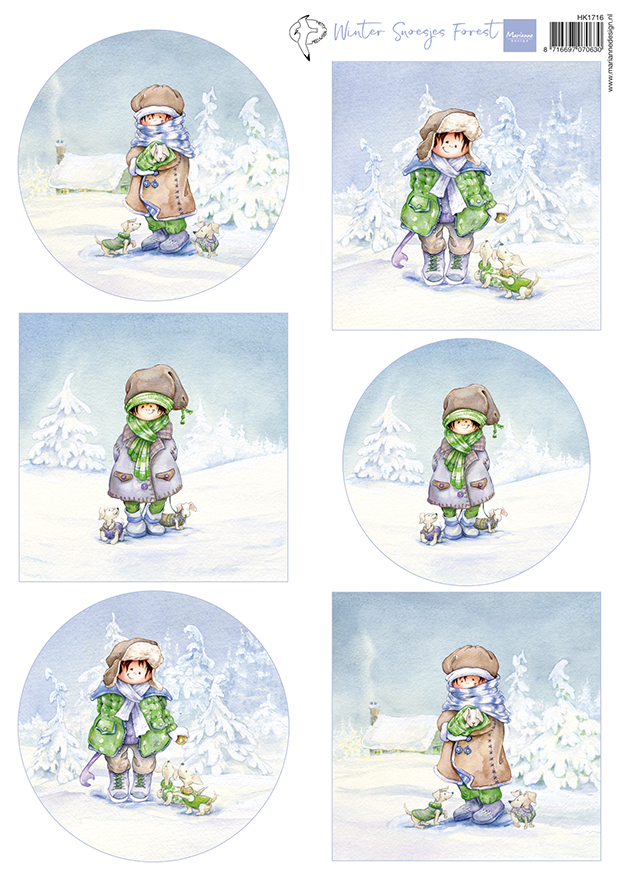 HK1716 one side paper A4 Marianne Design-Hetty's Winter Snoesjes - Forest