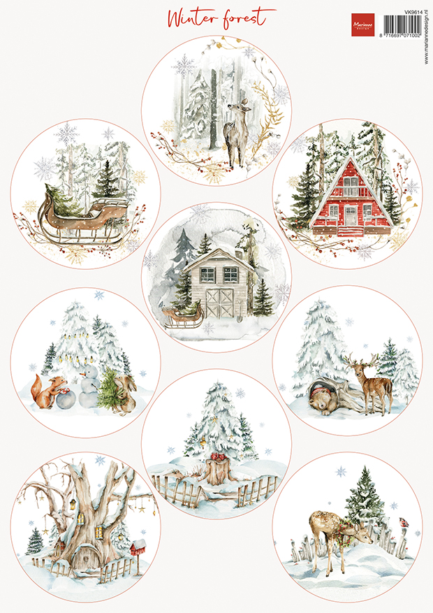 VK9614 one side paper A4 Marianne Design -Winter Forest