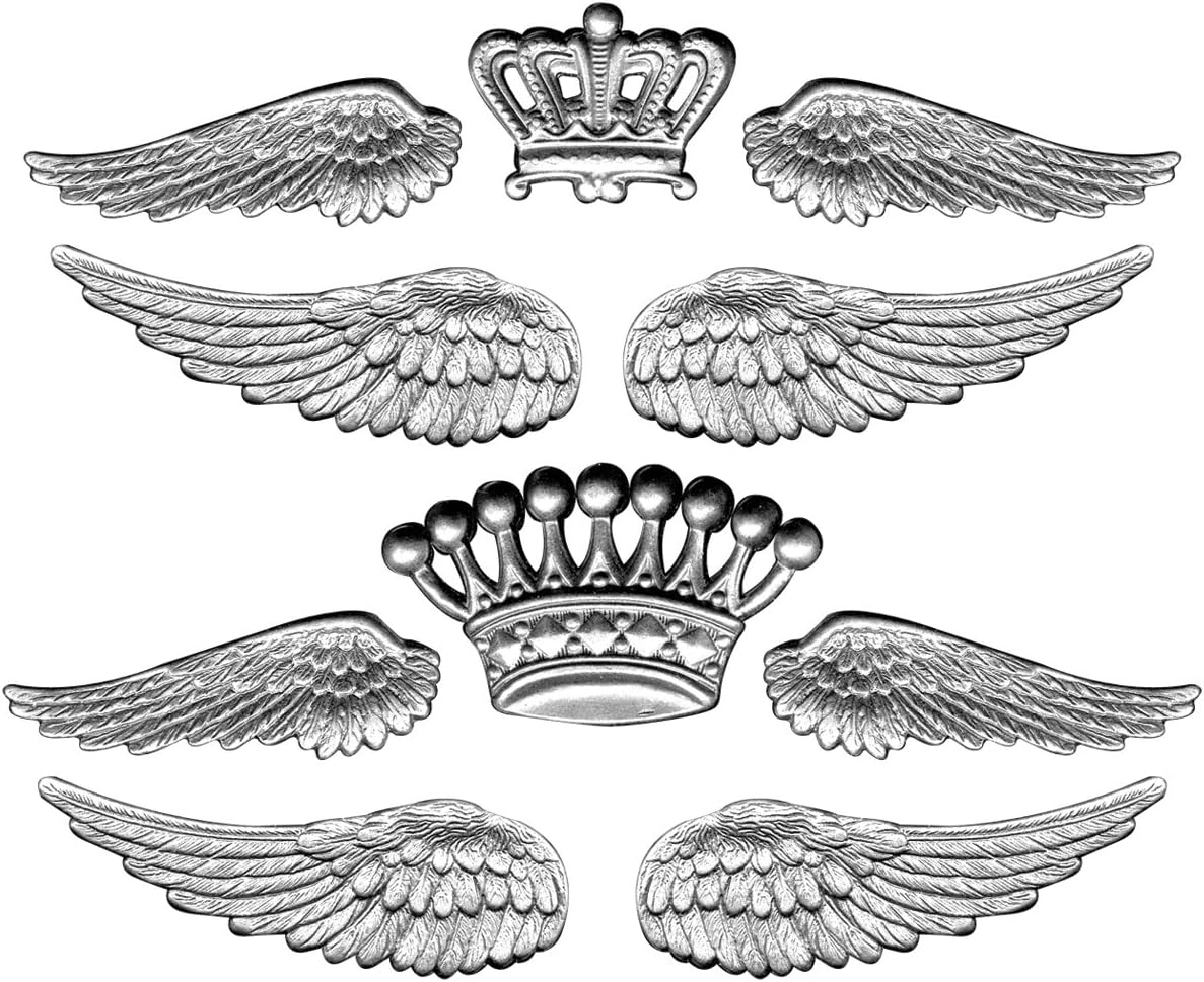 TH92903 Tim Holtz Idea-ology Metal Regal Adornments, 10 Charms per Pack, Various Sizes, Antique Nickel Finish