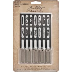 TH93059 Metal Tags and Labels by Tim Holtz Idea-ology, 10 Tags and 56 Stickers, Multicolored
