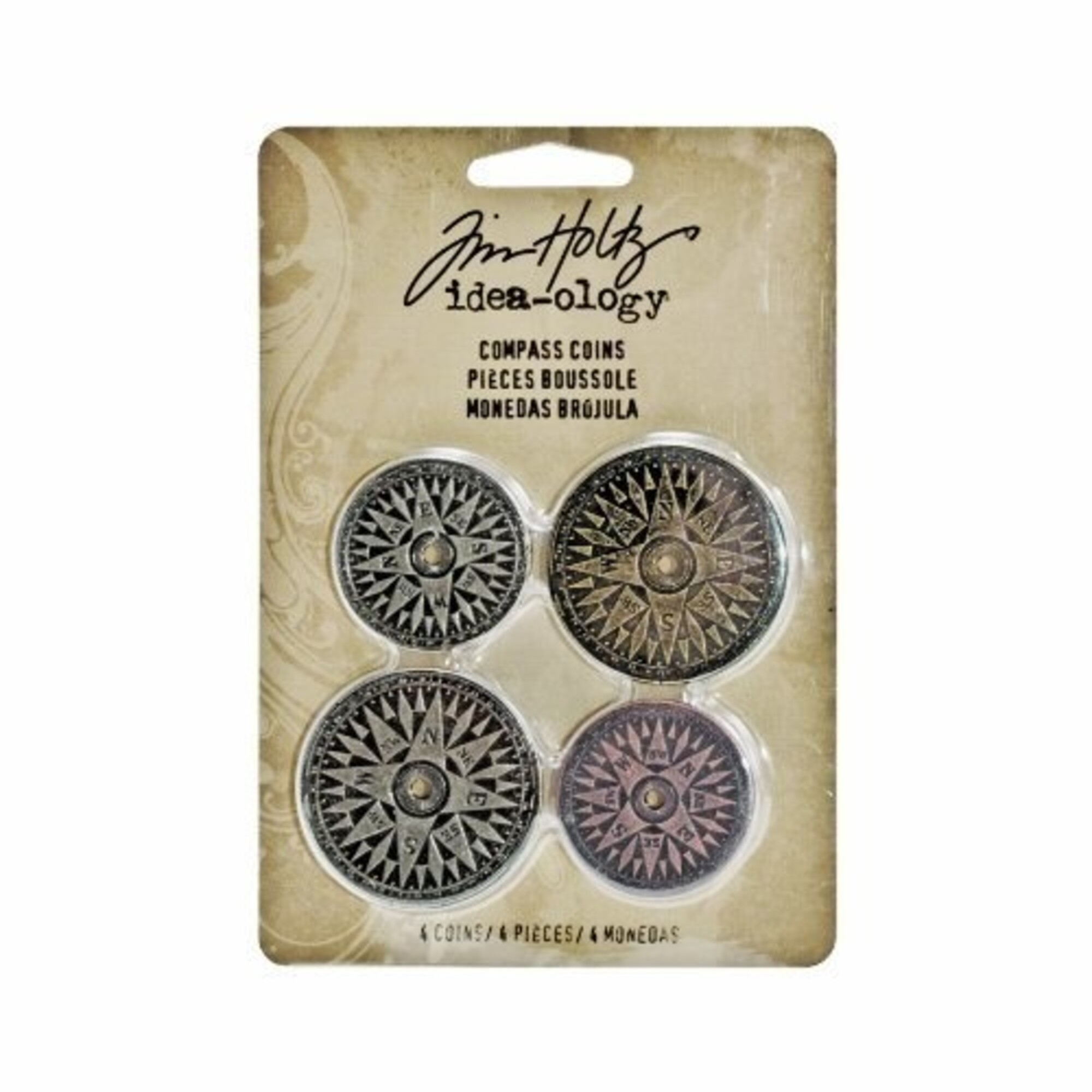 TH93061 Tim Holtz Compass Coins (4pcs)