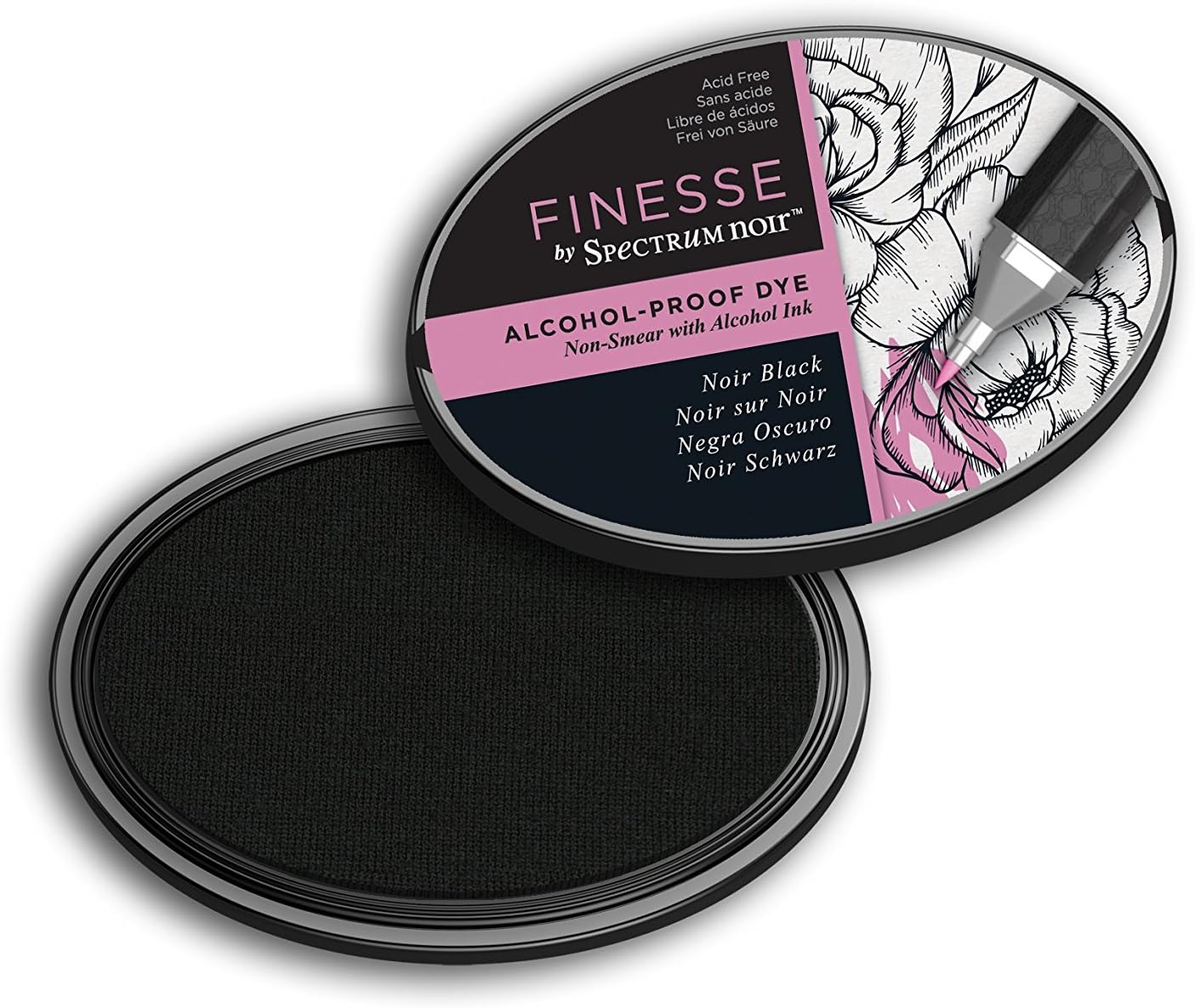 SN-IP-FAL-NBLA Finesse by Spectrum Noir Alcohol Proof Dye Inkpad - Noir Black