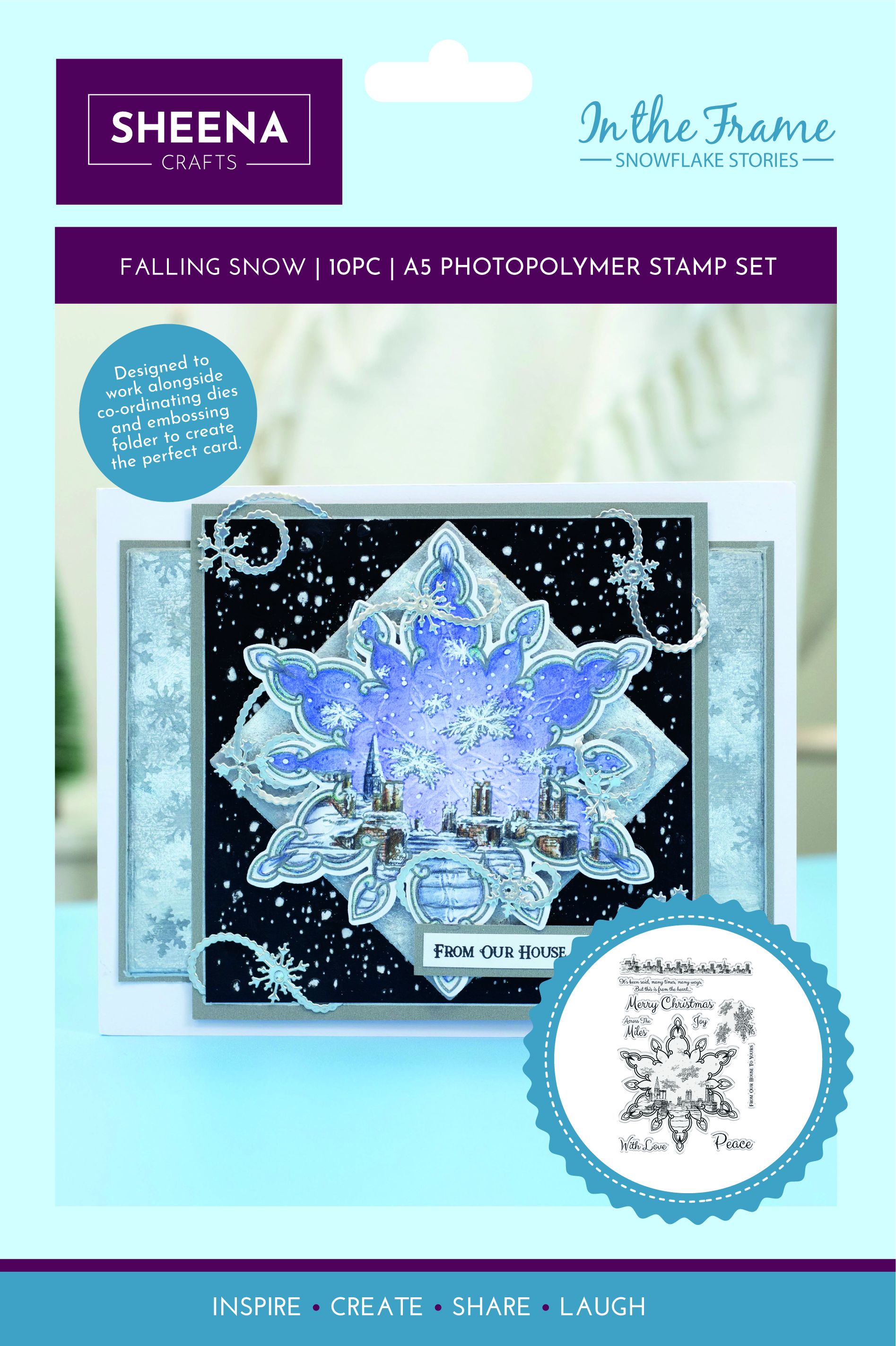 SD-ITF-SS-STP-FS Sheena Douglass In The Frame Snowflake Stories Photopolymer Stamp - Falling Snow
