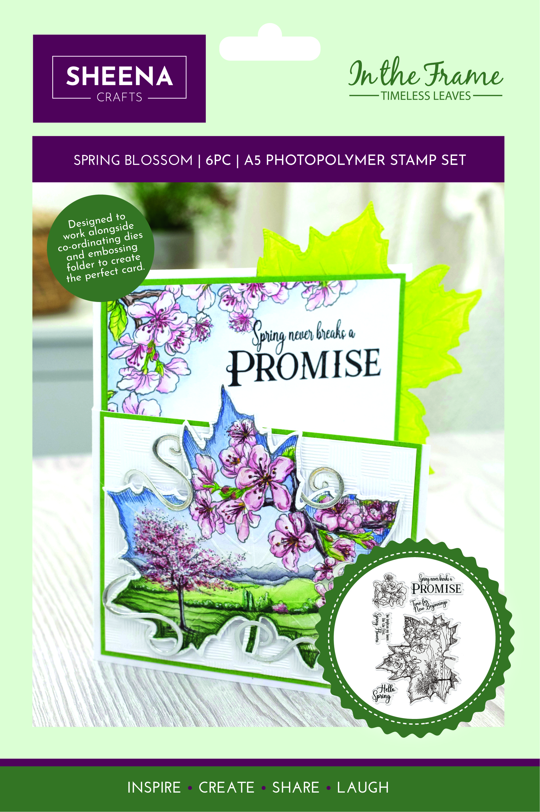SD-ITF-TL-STP-SB Sheena Douglass In The Frame Timeless Leaves Photopolymer Stamp - Spring Blossom