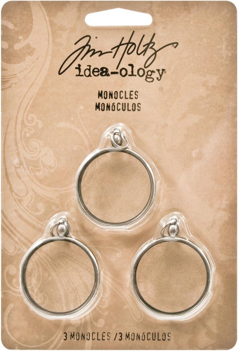TH93129 Tim Holtz Idea-ology Monocle, 3-Per Pack, Antique Nickel Finish