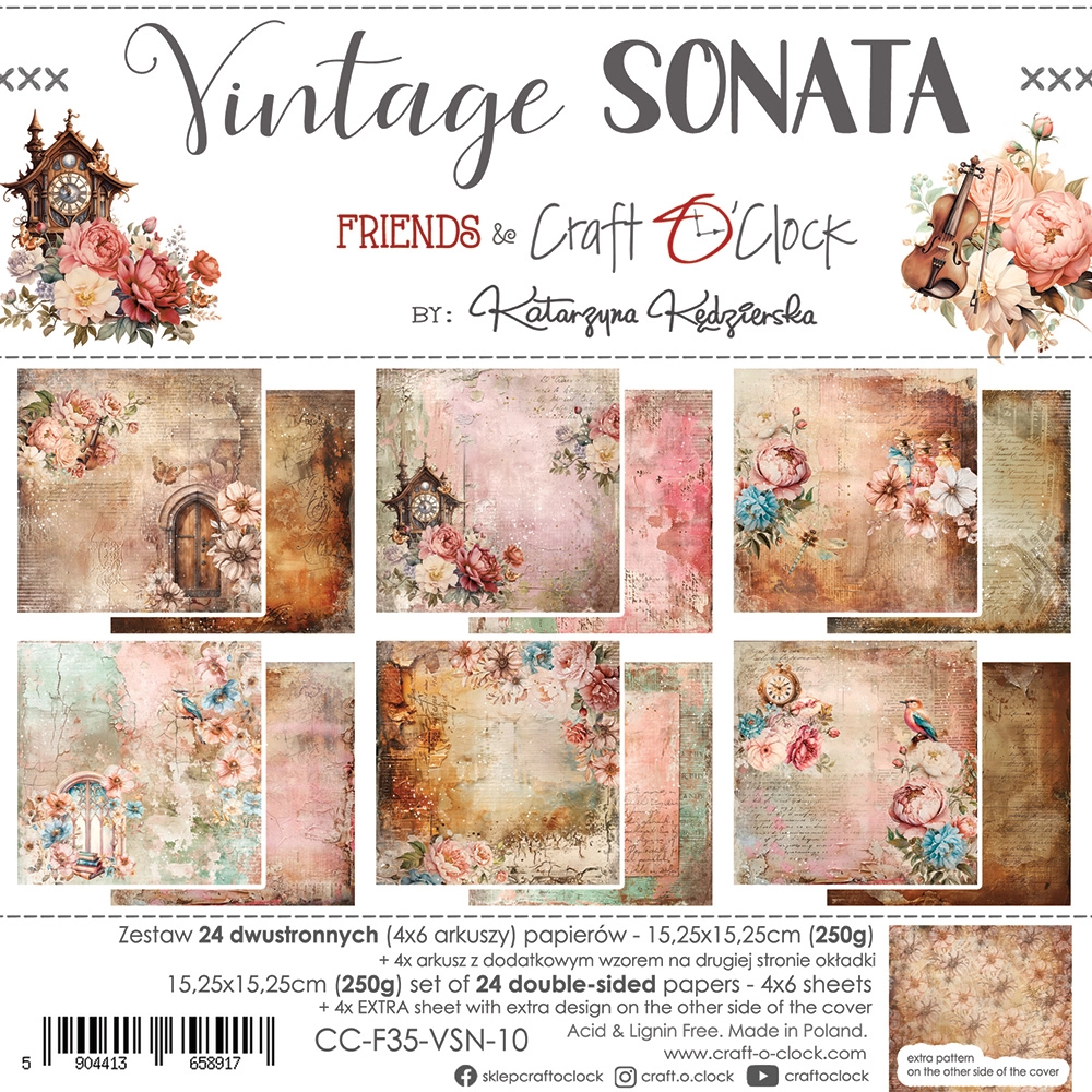 CC-F35-VSN-10 VINTAGE SONATA - a set of papers 15,25x15,25cm