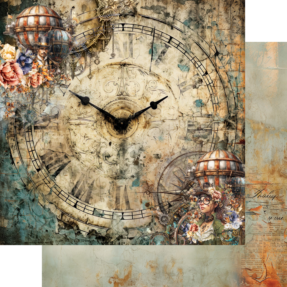 AA-ST-12 Alchemy of Art - 6x6'' - A SET OF PAPERS Steampunk Time