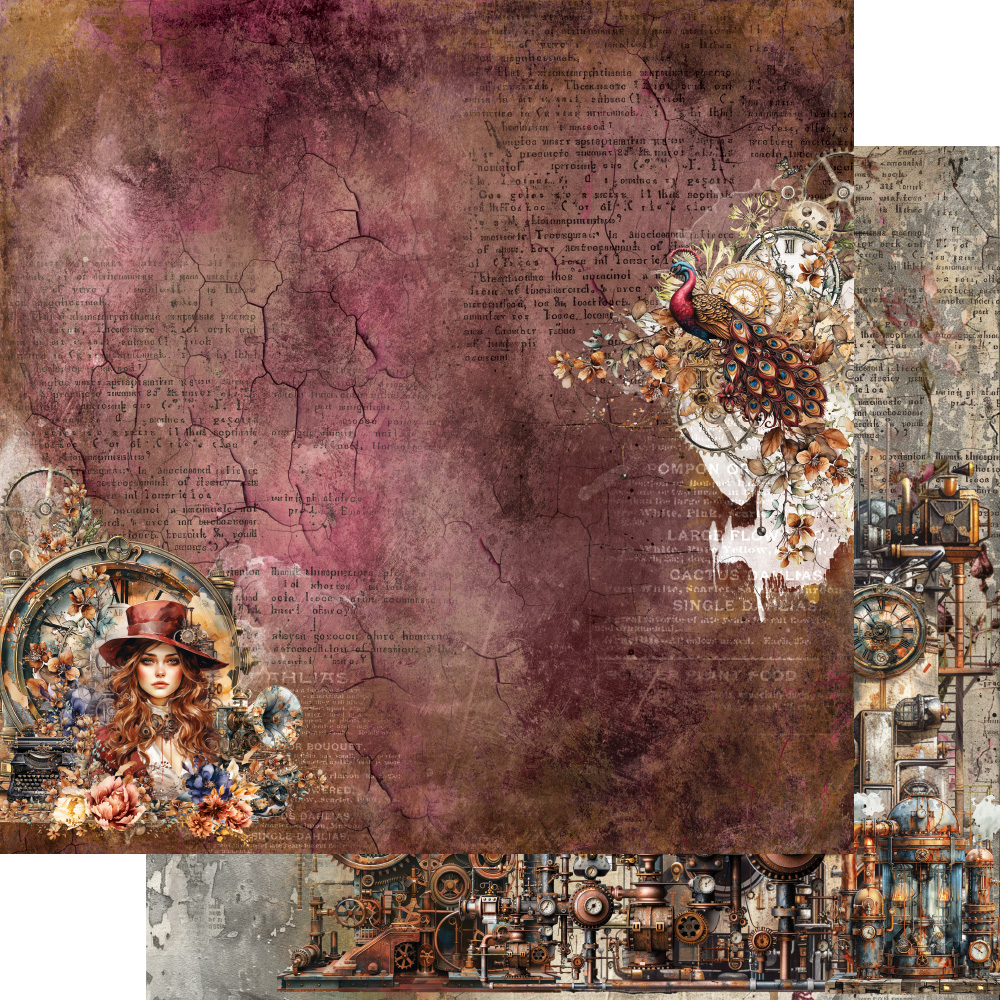 AA-ST-12 Alchemy of Art - 6x6'' - A SET OF PAPERS Steampunk Time