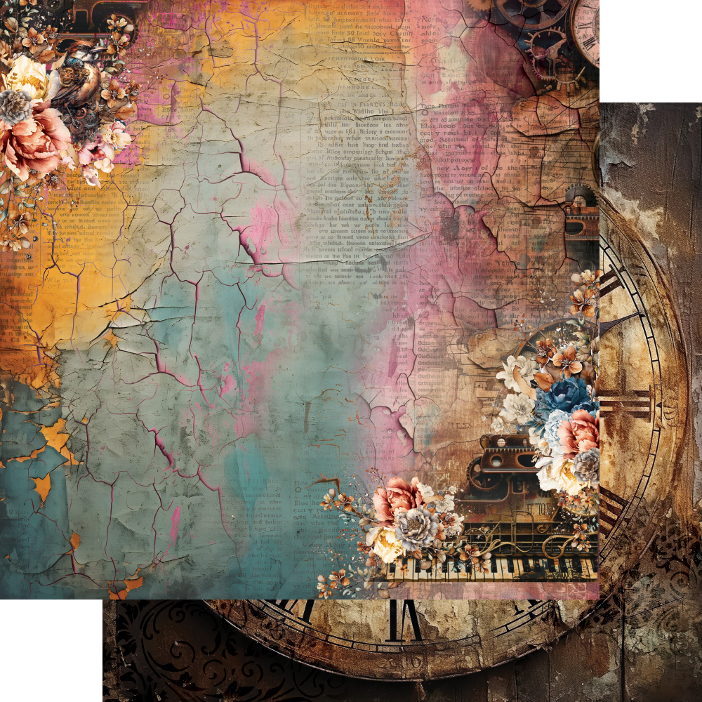 AA-ST-12 Alchemy of Art - 6x6'' - A SET OF PAPERS Steampunk Time