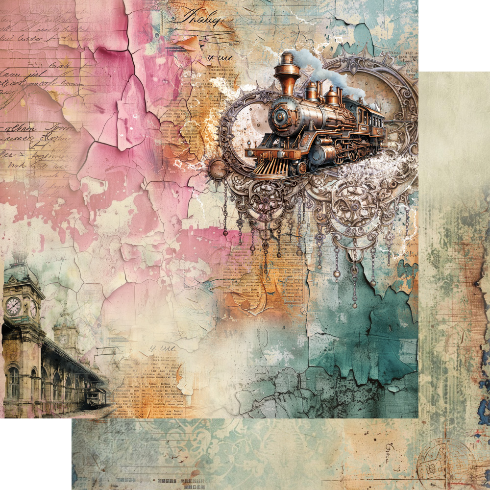 AA-ST-12 Alchemy of Art - 6x6'' - A SET OF PAPERS Steampunk Time