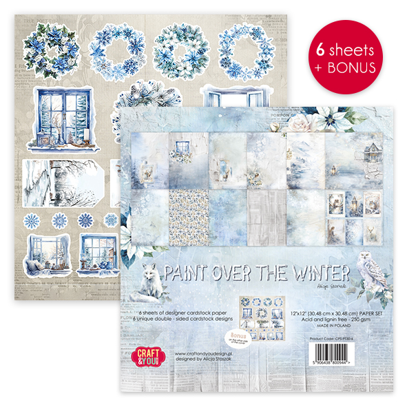 CPS-PT30-6 Paper set 12x12" Paint Over The Winter - 6 sheets Craft & You Design