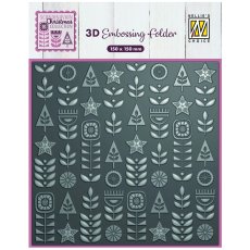 EF3D093 Nellie's Choice • 3D Embossing Folder -Background Scandinavian Flowers