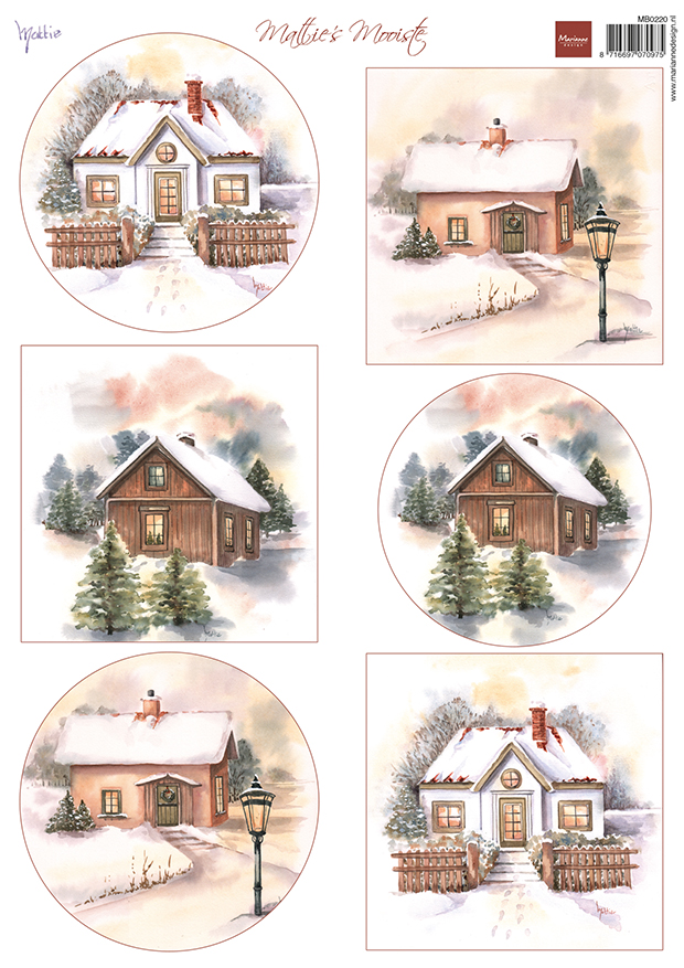 MB0220 one side paper - Marianne Design - Mattie's Mooiste - Winter Cottages