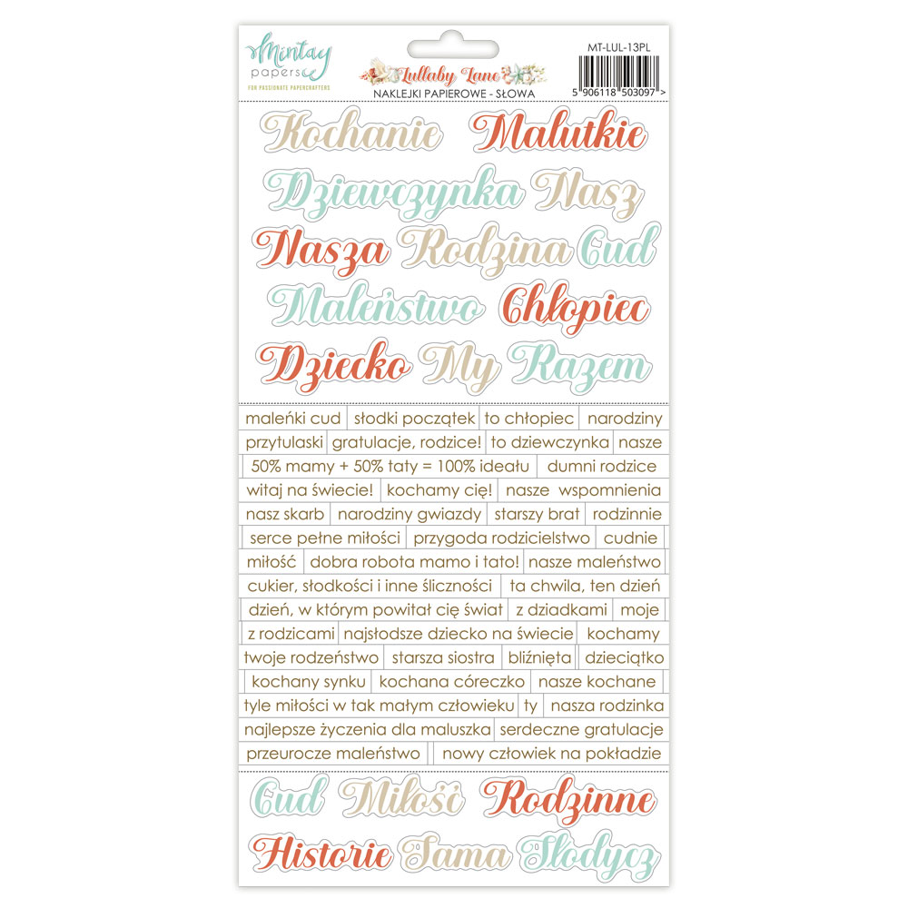 MT-LUL-13PL LULLABY LANE- Paper stickers - elements PL - MINTAY