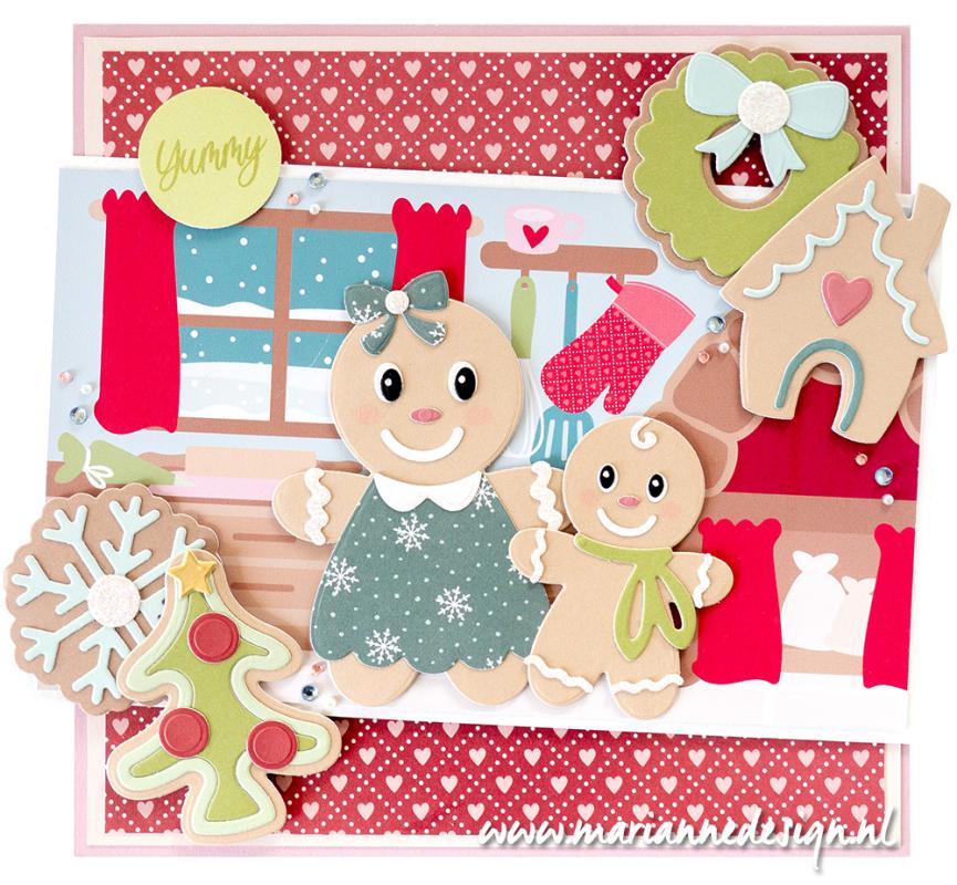 AK0096 one side paper - Marianne Design - Christmas Bakery Backgrounds by Marleen