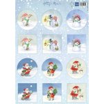 HK1717 one side paper A4 Marianne Design-Hetty's minis Snowman & Santa
