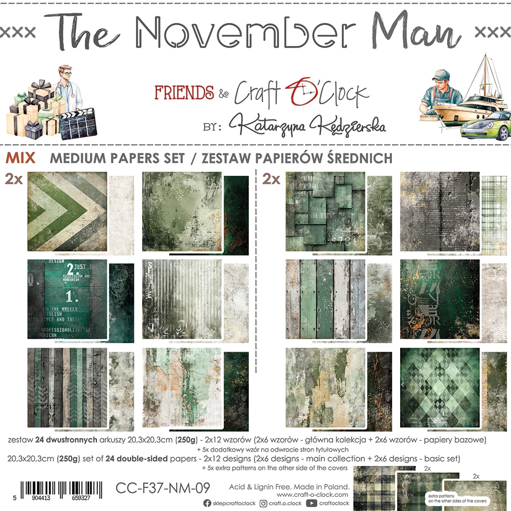 CC-F37-NM-09 THE NOVEMBER MAN -- a set of papers 20,3x20,3cm - MIX