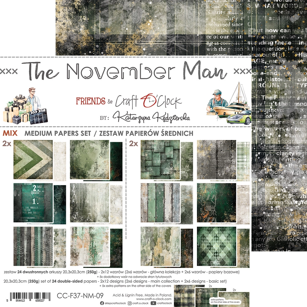 CC-F37-NM-09 THE NOVEMBER MAN -- a set of papers 20,3x20,3cm - MIX