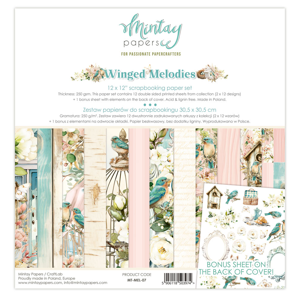 MT-MEL-07 WINGED MELODIES-- paper set 30.5x30.5cm