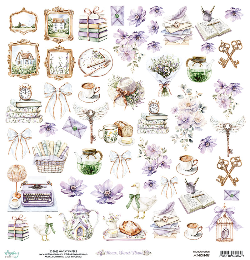 MT-HSH-09 HOME, SWEET HOME - double-sided paper with elements 30.5x30.5cm