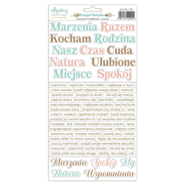 MT-MEL-13PL WINGED MELODIES- Paper stickers - elements PL - MINTAY