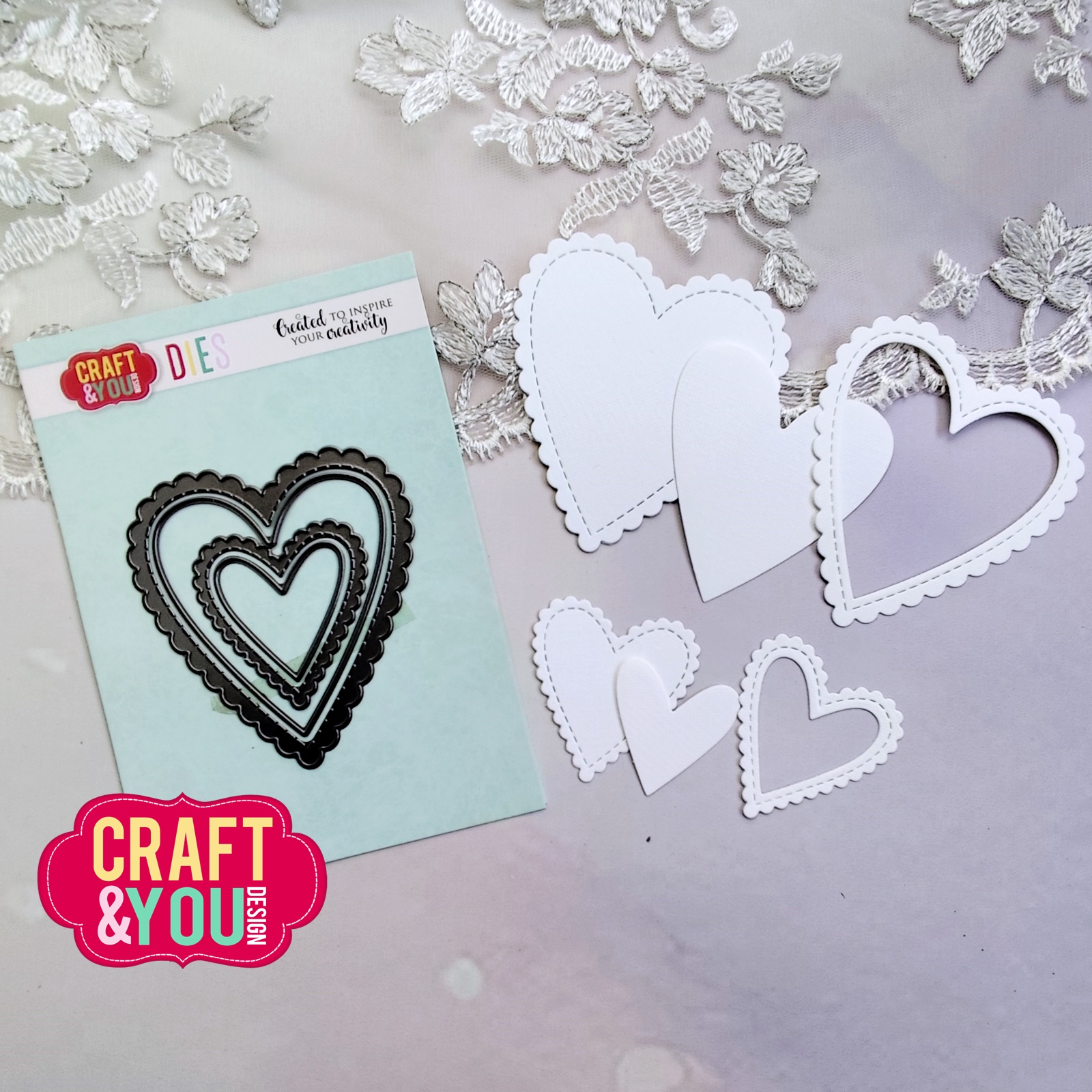 CW328 Cutting Die - Biscuit Frame Hearts - Craft&You Design