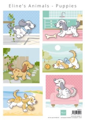 AK0079 one side paper - Marianne Design - Eline's Animals Puppies