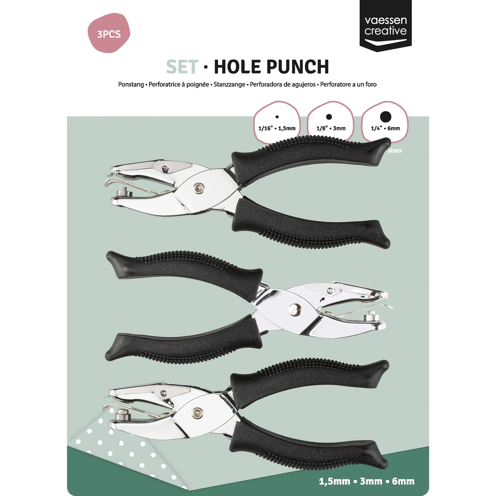 1201-14 Hole Punch Set Circle 3pcs