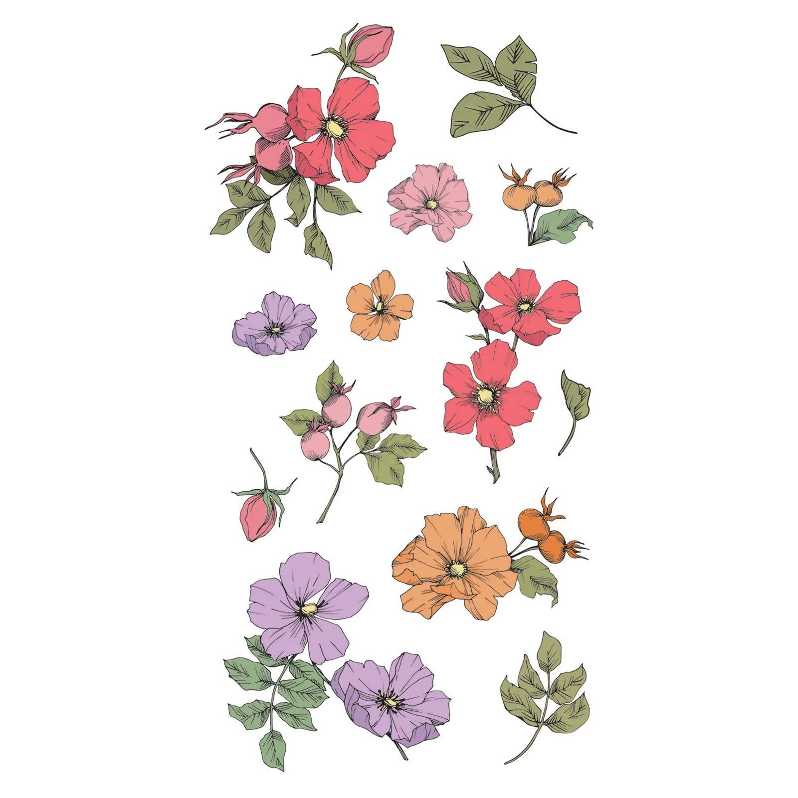 666870 Sizzix • Clear Stamps Set 13pcs Wildflower Botanicals