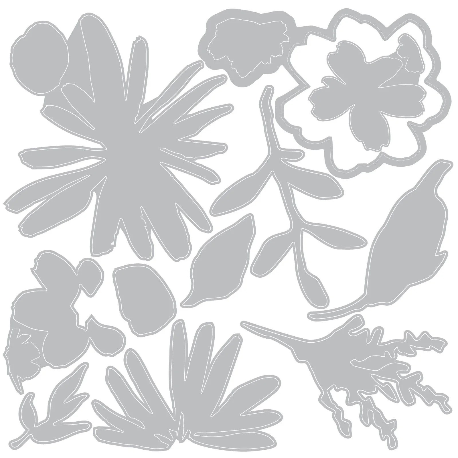 666872 Sizzix • 2D Embossing Folder Thinlit Set Vault Floristry 11pcs by Tim Holtz Sizzix