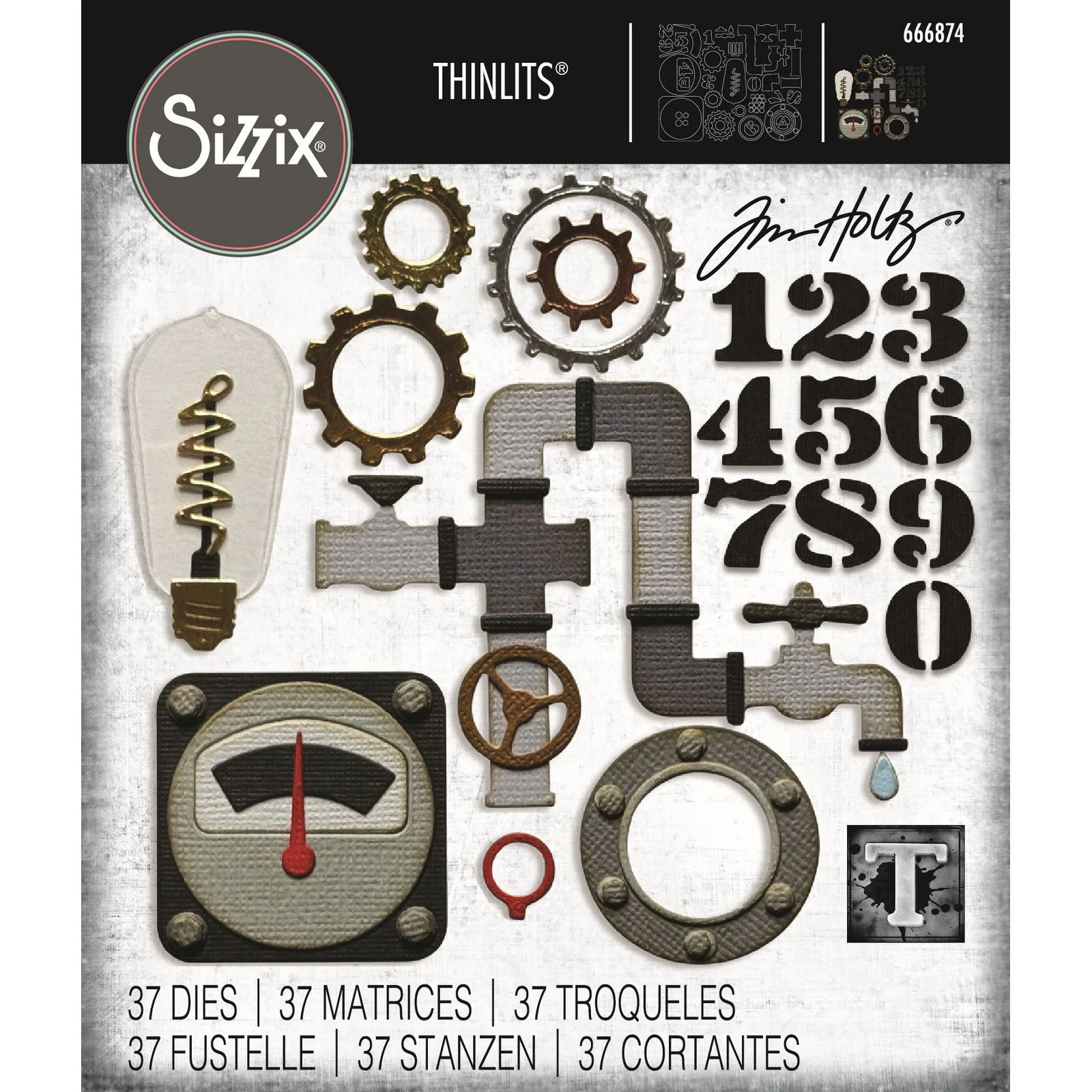 666874 Cutting dies Sizzix • Thinlits 37pcs Die Set Vault Industrial by Tim Holtz