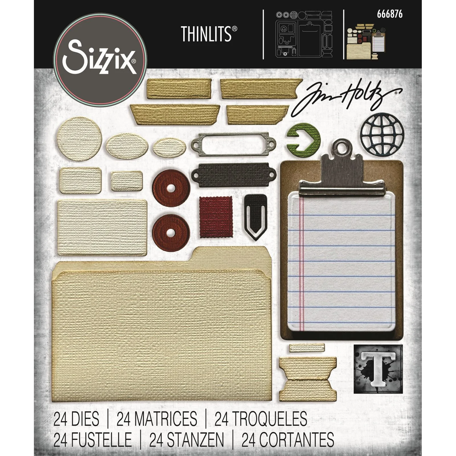 666876 Cutting dies Sizzix • Thinlits 24pcs Die Set Vault Noteworthy by Tim Holtz