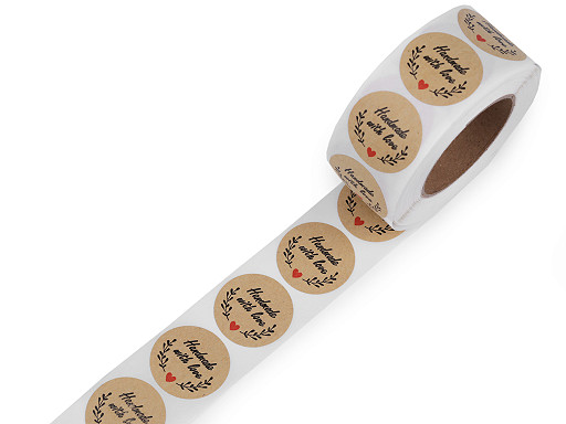 880391-1 Handmade with love Round Gift Tag Stickers Ø25 mm