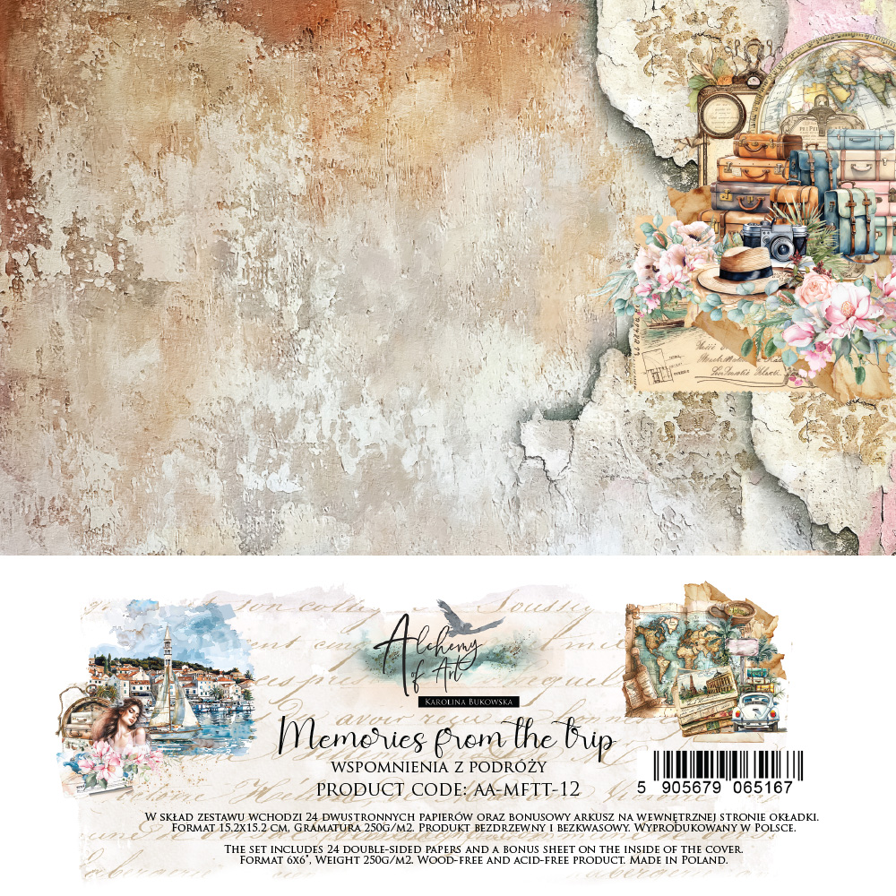 AA-MFTT-12 Alchemy of Art - 6x6'' - A SET OF PAPERS Memories from the trip