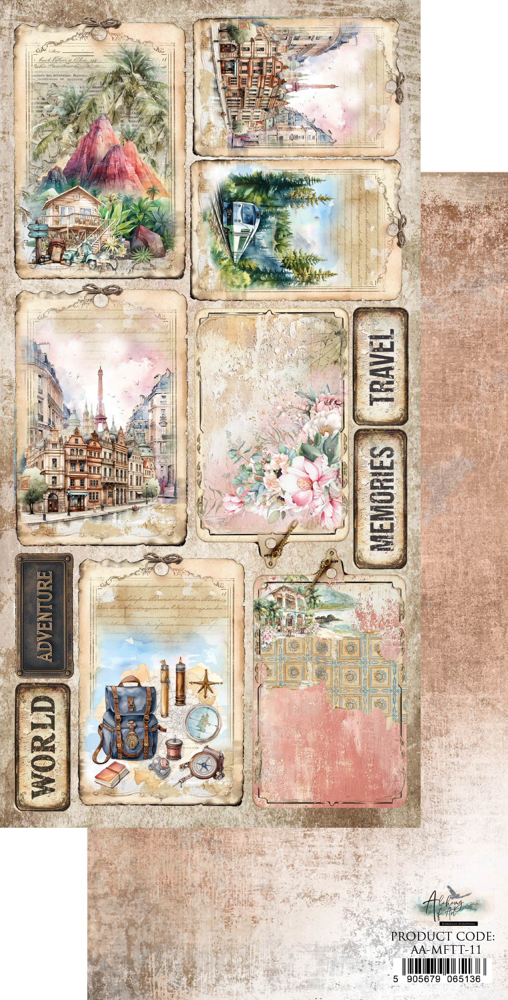 AA-MFTT-11 Paper sheet 6x12'' Memories from the trip-TAGS