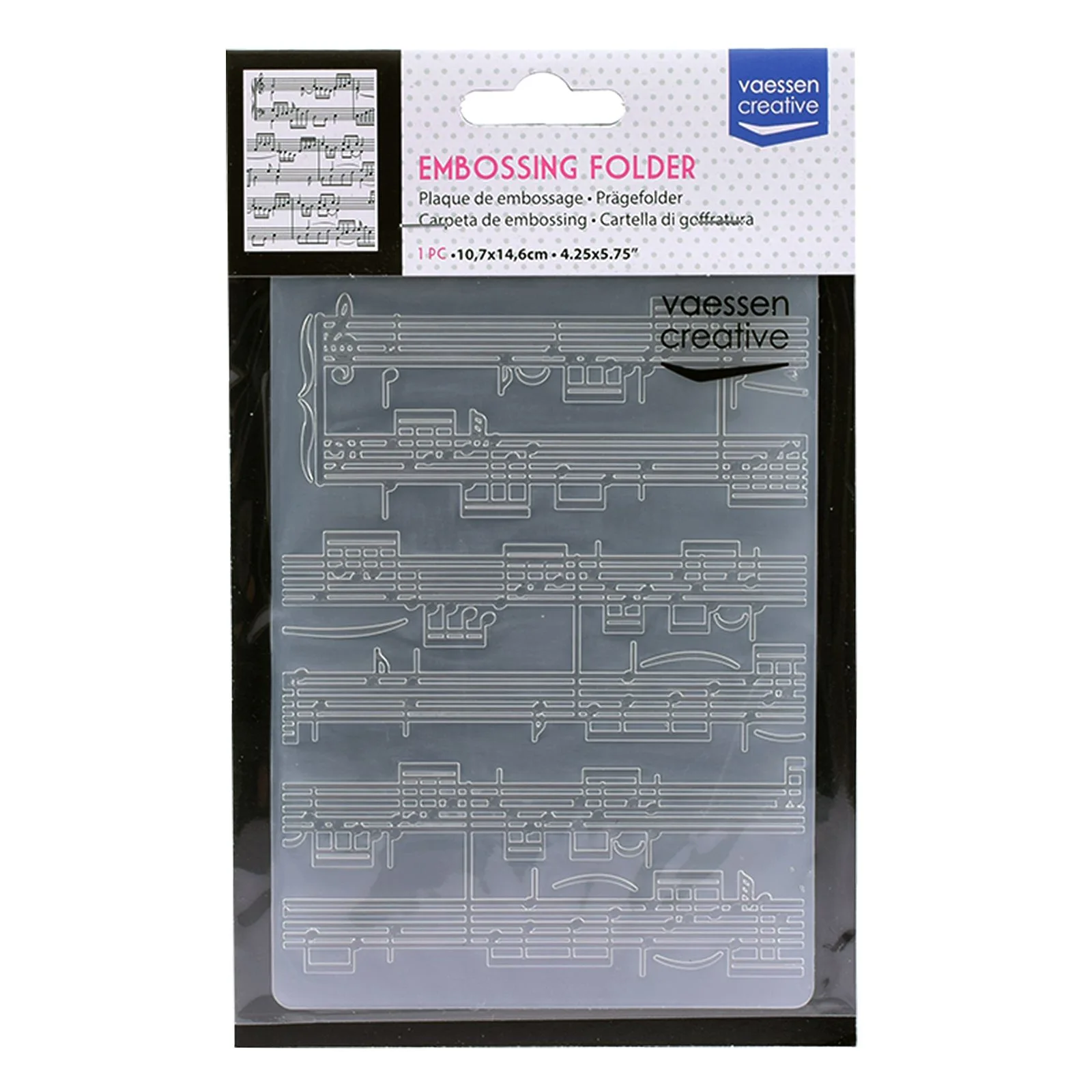 100605-003 Vaessen Creative • Embossing Folder 10,7x14,6cm- Sheet Music