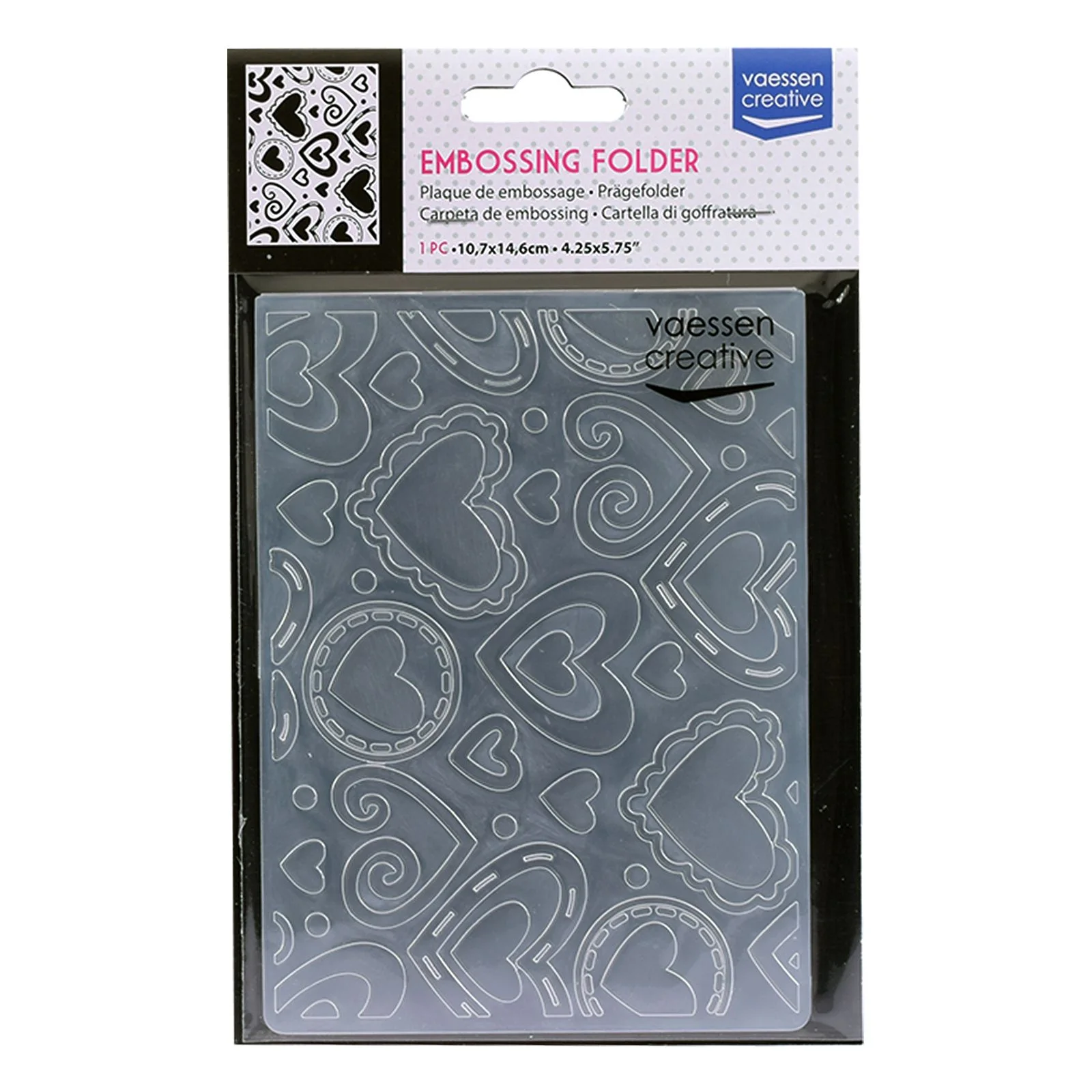 100605-010 Vaessen Creative • Embossing Folder 10,7x14,6cm-Layered Hearts
