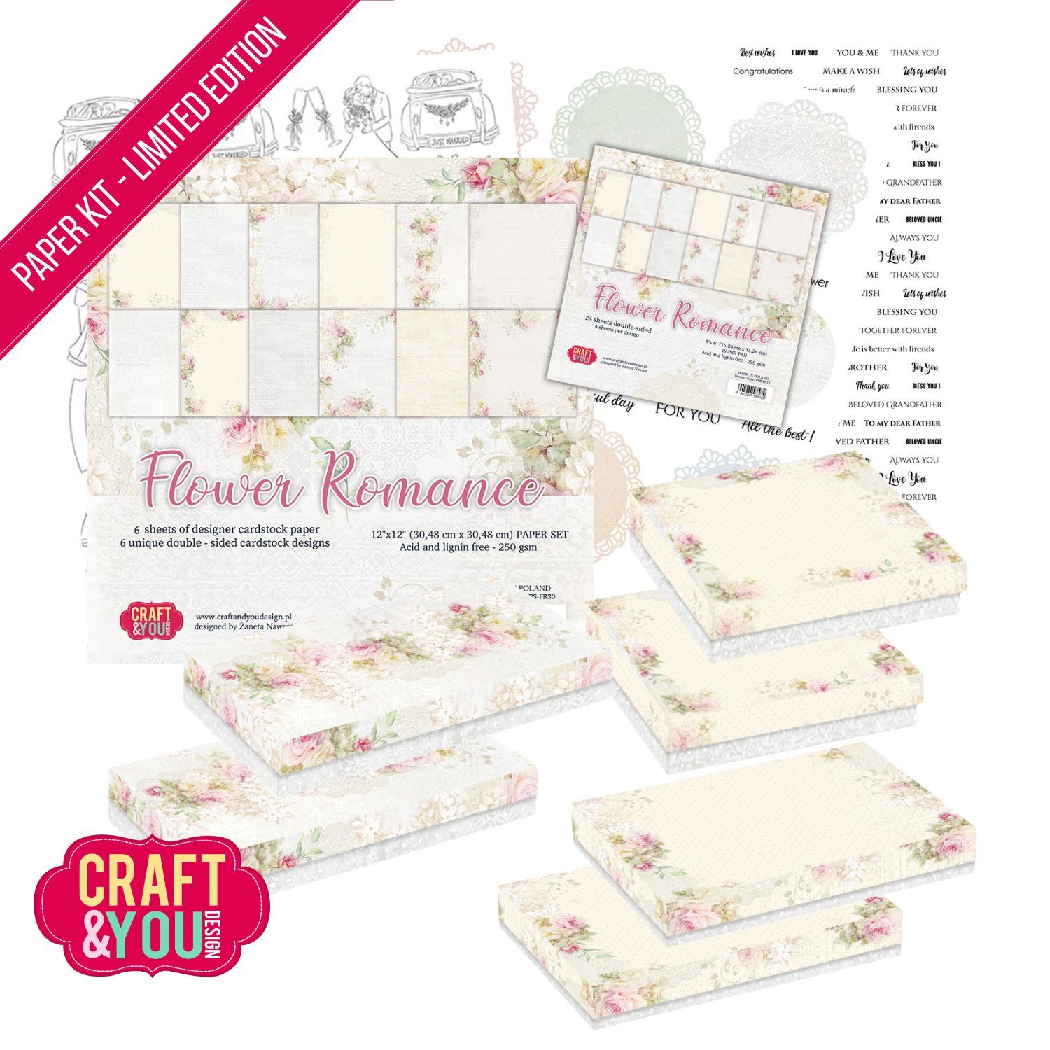 CKIT-FR-EN Flower Romance Paper Kit -version ENG
