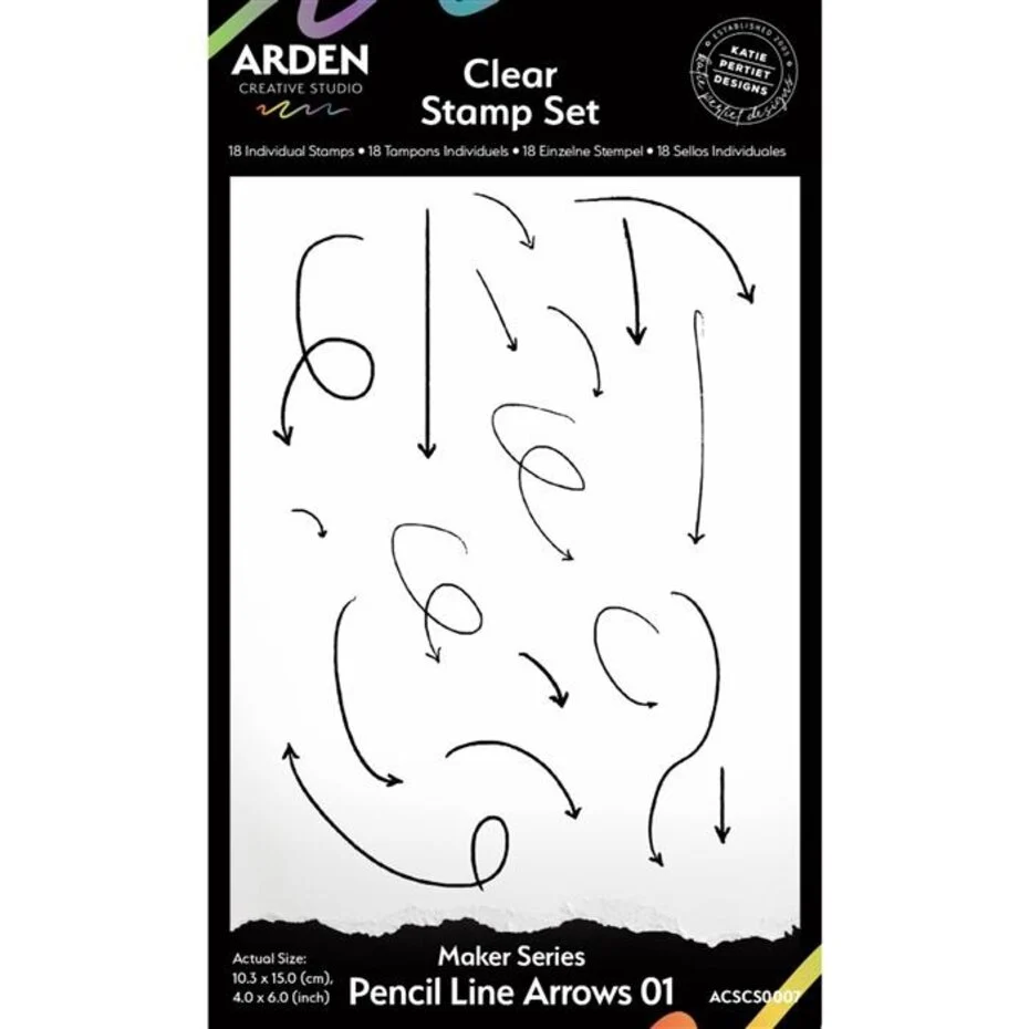 ACSCS0007 Maker Series 4x6 Inch Clear Stamp Set -Pencil Line Arrows 01 (18pcs)