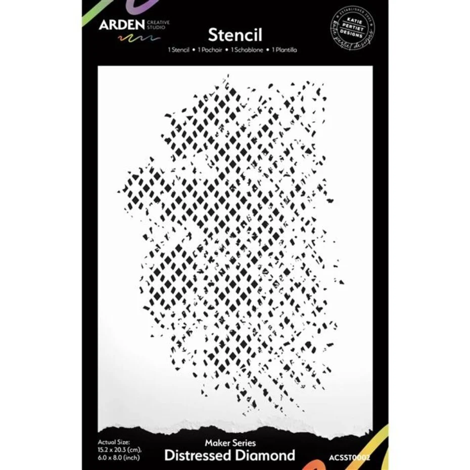 ACSST0002 Maker Series 6x8 Inch Stencil - Maker Series -Distressed Diamond