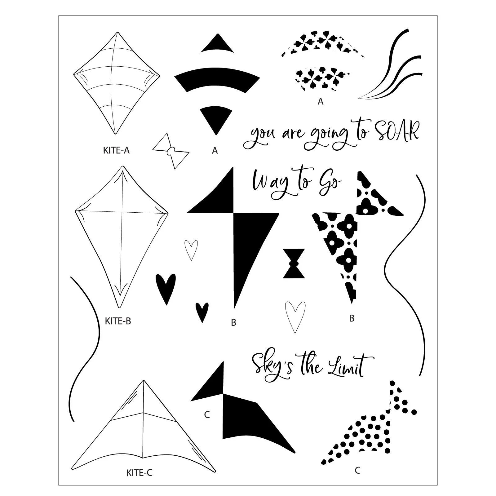 666831 Sizzix •Clear Stamps Set 21pcs Sky’s the Limit by Catherine Pooler