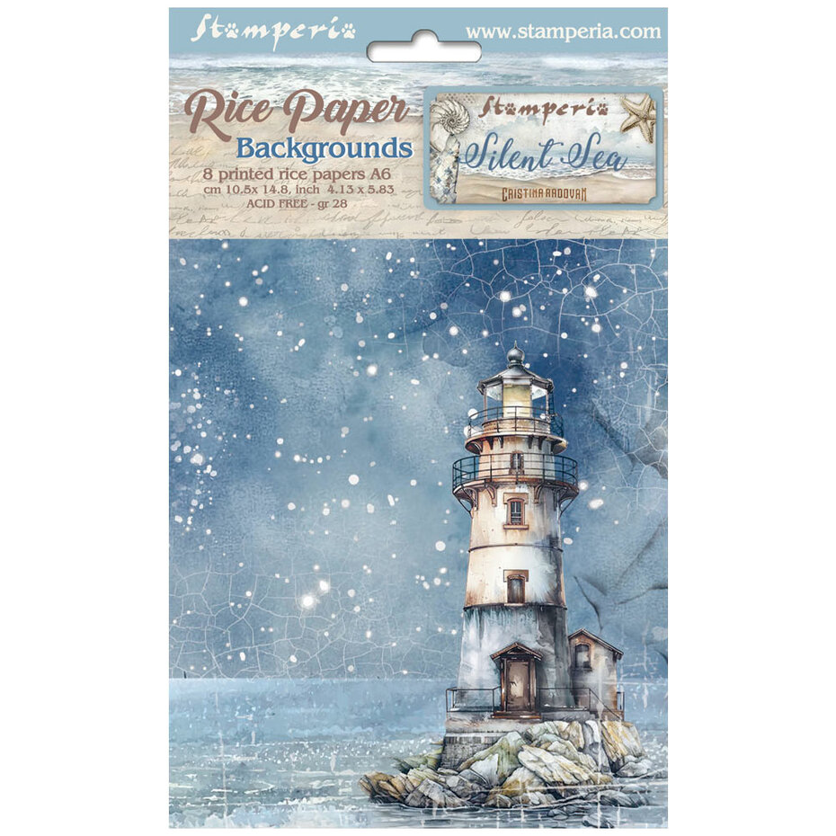 DFSAK6040 Stamperia Silent Sea A6 Rice Paper Backgrounds (8pcs)