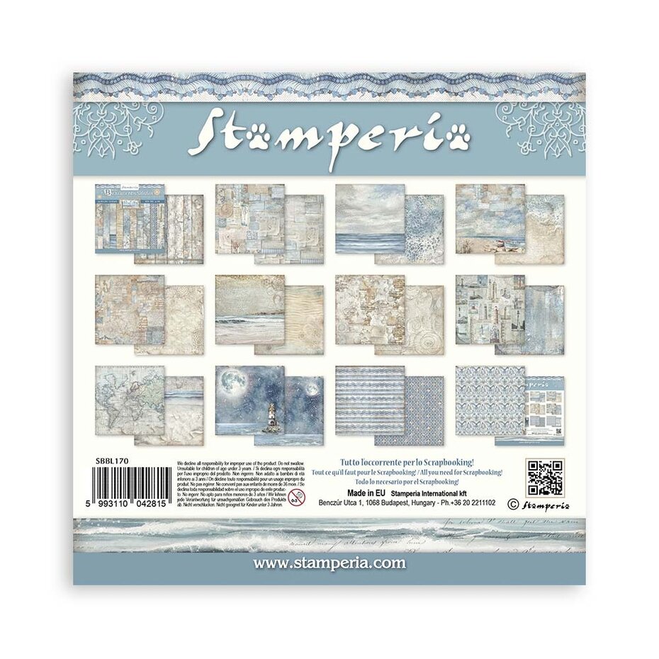 SBBL170 Stamperia Silent Sea Maxi Background 12x12 Inch Paper Pack