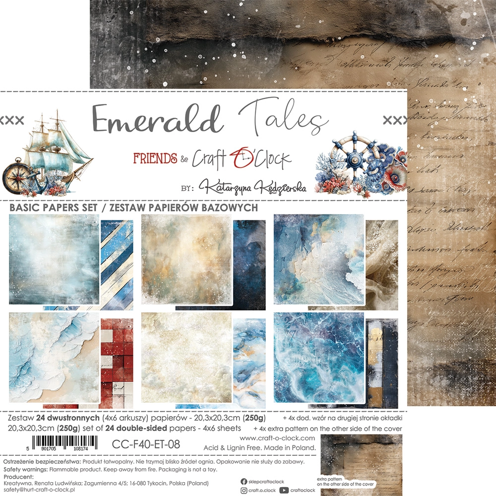 CC-F40-ET-08 EMERALD TALES-- a set of papers 20,3x20,3cm