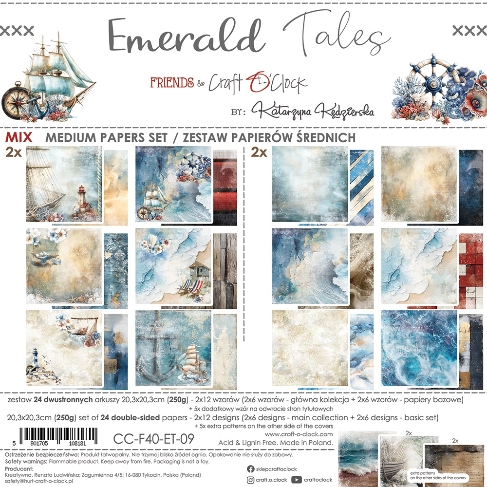 CC-F40-ET-09 EMERALD TALES-- a set of papers 20,3x20,3cm - MIX