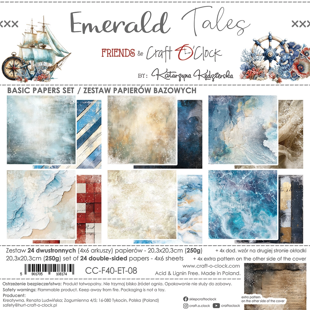 CC-F40-ET-09 EMERALD TALES-- a set of papers 20,3x20,3cm - MIX