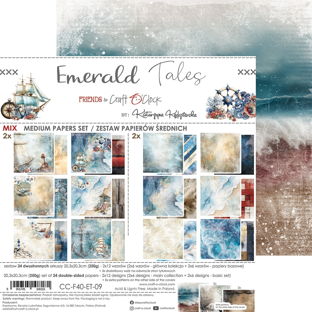 CC-F40-ET-09 EMERALD TALES-- a set of papers 20,3x20,3cm - MIX