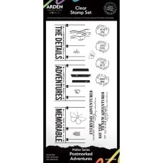 ACSCS0009 Maker Series 4x8 Inch Clear Stamp Set - Postmarked Adventures  (16pcs) 
