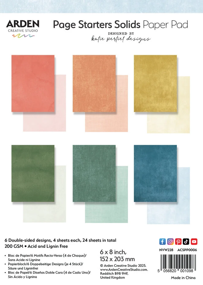 ACSPP0006 Vintage Makers 6x8 Inch Page Starters Solids - Arden Creative Studio